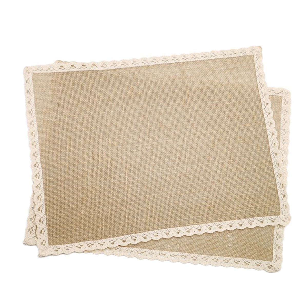 5Pcs Linen Table Mat Lace Placemat Set Natural Woven Tableware Mat Wedding Decoration elegant and perfect