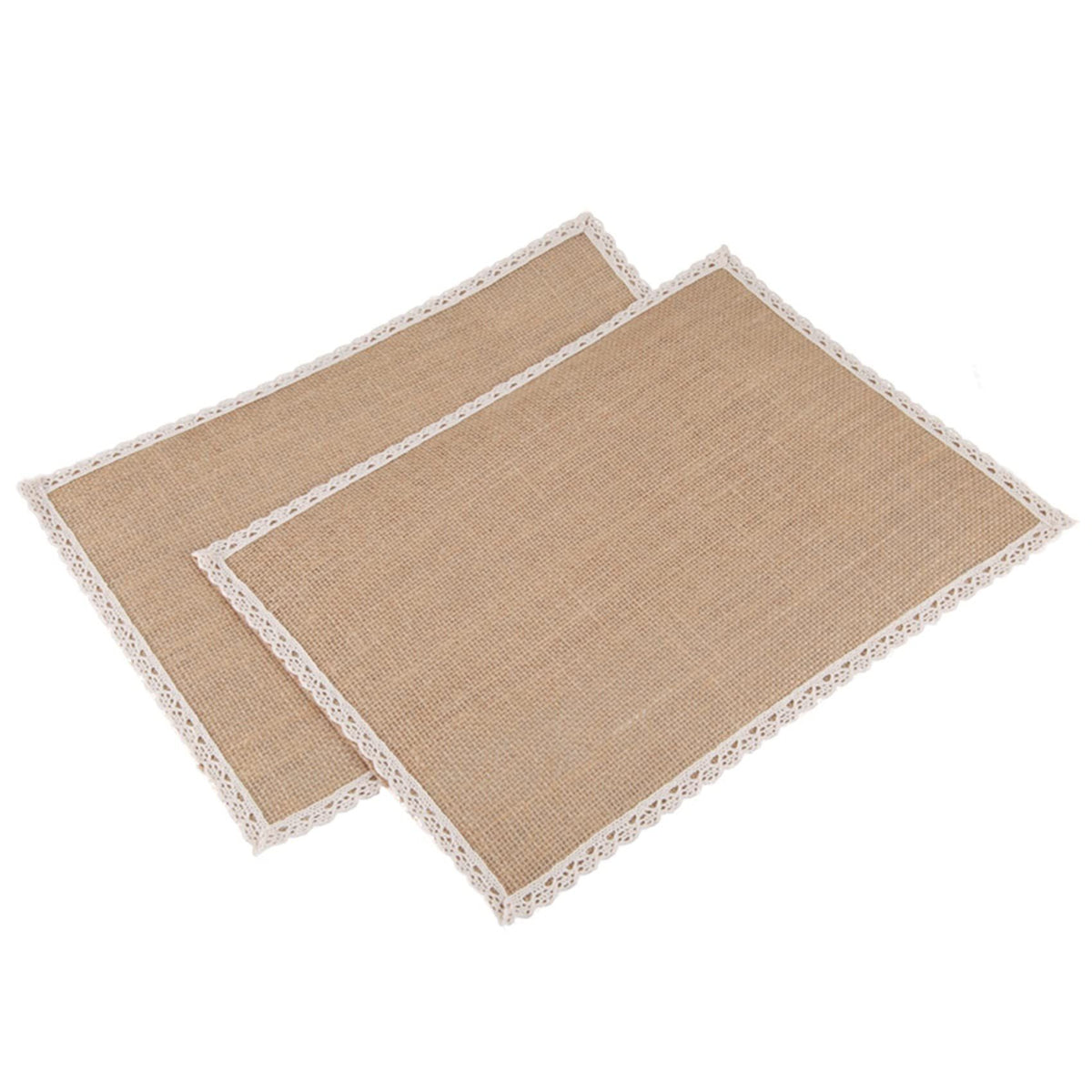 5Pcs Linen Table Mat Lace Placemat Set Natural Woven Tableware Mat Wedding Decoration elegant and perfect