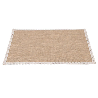 5Pcs Linen Table Mat Lace Placemat Set Natural Woven Tableware Mat Wedding Decoration elegant and perfect