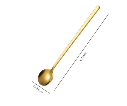 2 Pcs Gold 304 Stainless Steel Coffee Spoons, Stirring Spoons, Tea Spoons Long Handle, Gold Teaspoons, Ice Tea Spoons, Long Spoons
