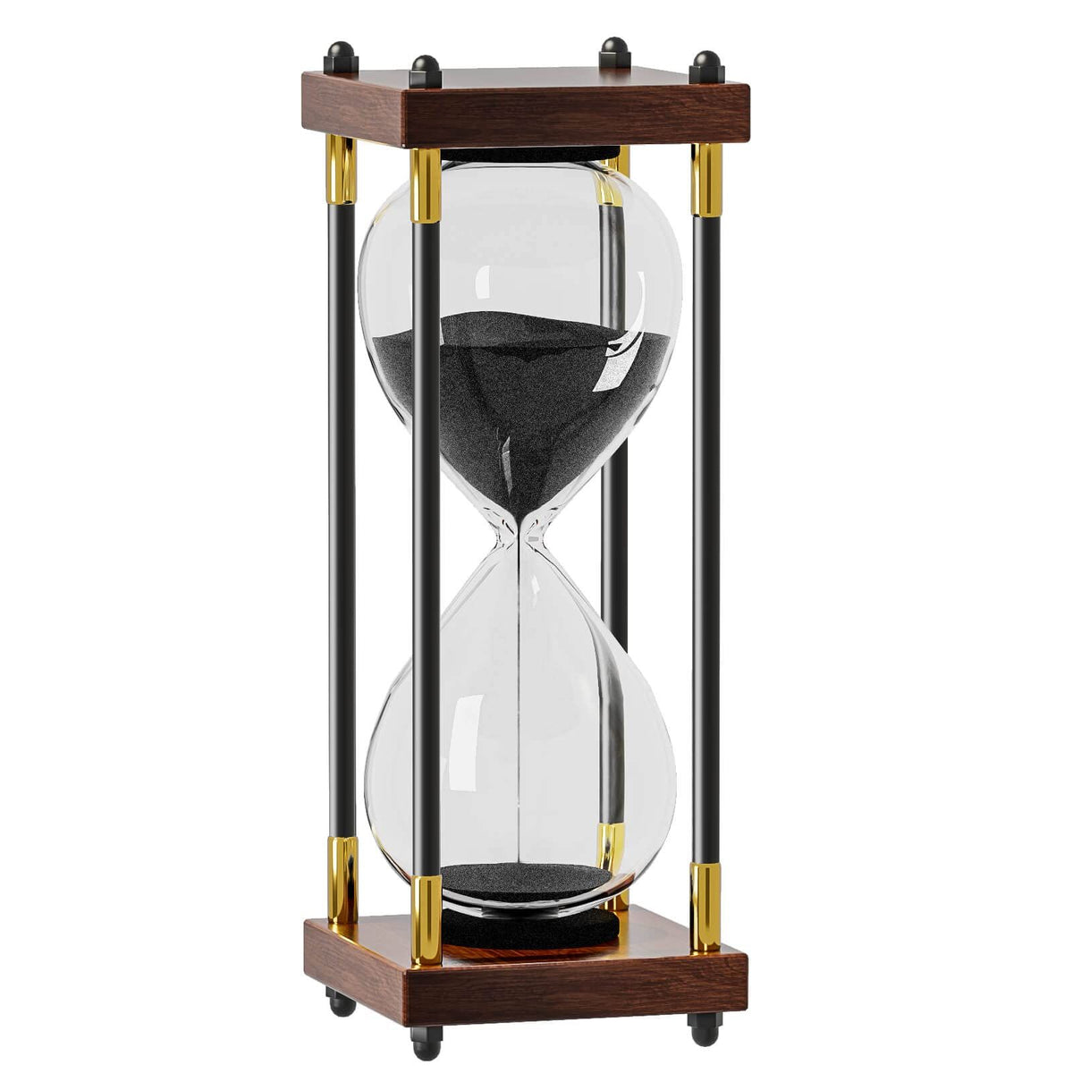 Hourglass Timer,60 Minute Hourglass,Hourglass Sand Timer,Black Wooden Hourglass,for Home,Dinning Room,Office Decor Black Sand