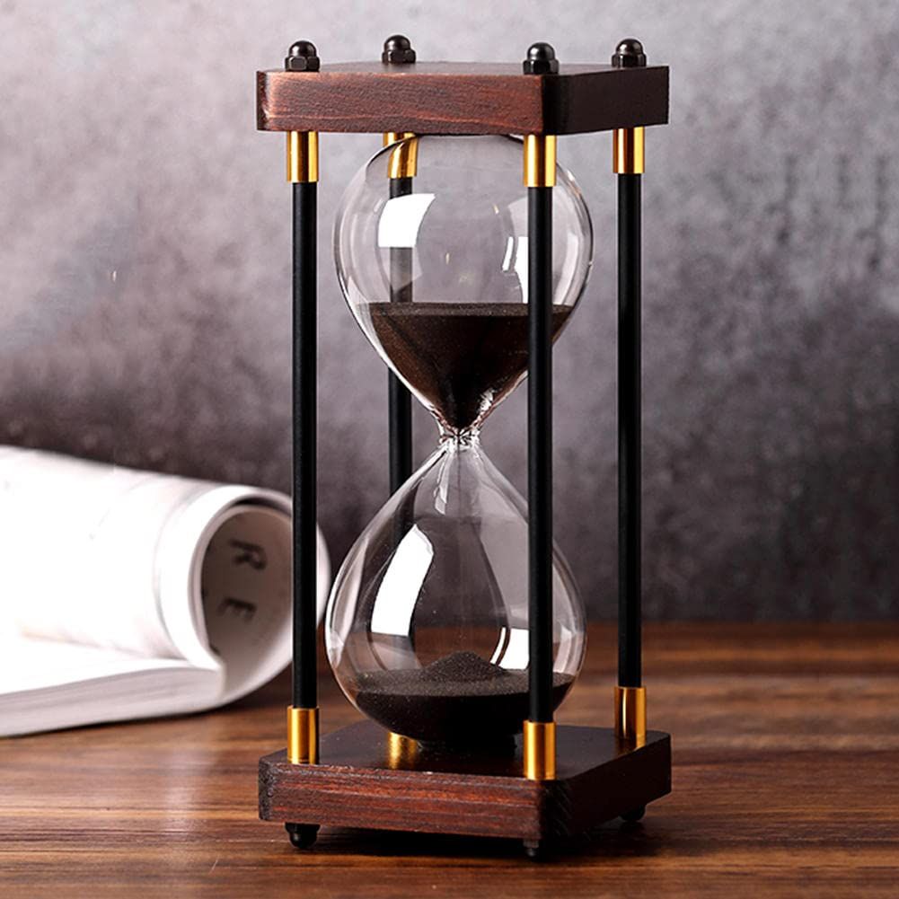 Hourglass Timer,60 Minute Hourglass,Hourglass Sand Timer,Black Wooden Hourglass,for Home,Dinning Room,Office Decor Black Sand