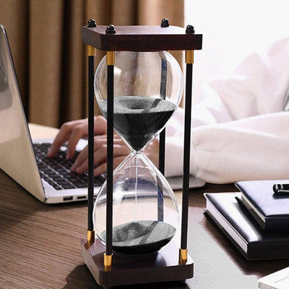 Hourglass Timer,60 Minute Hourglass,Hourglass Sand Timer,Black Wooden Hourglass,for Home,Dinning Room,Office Decor Black Sand