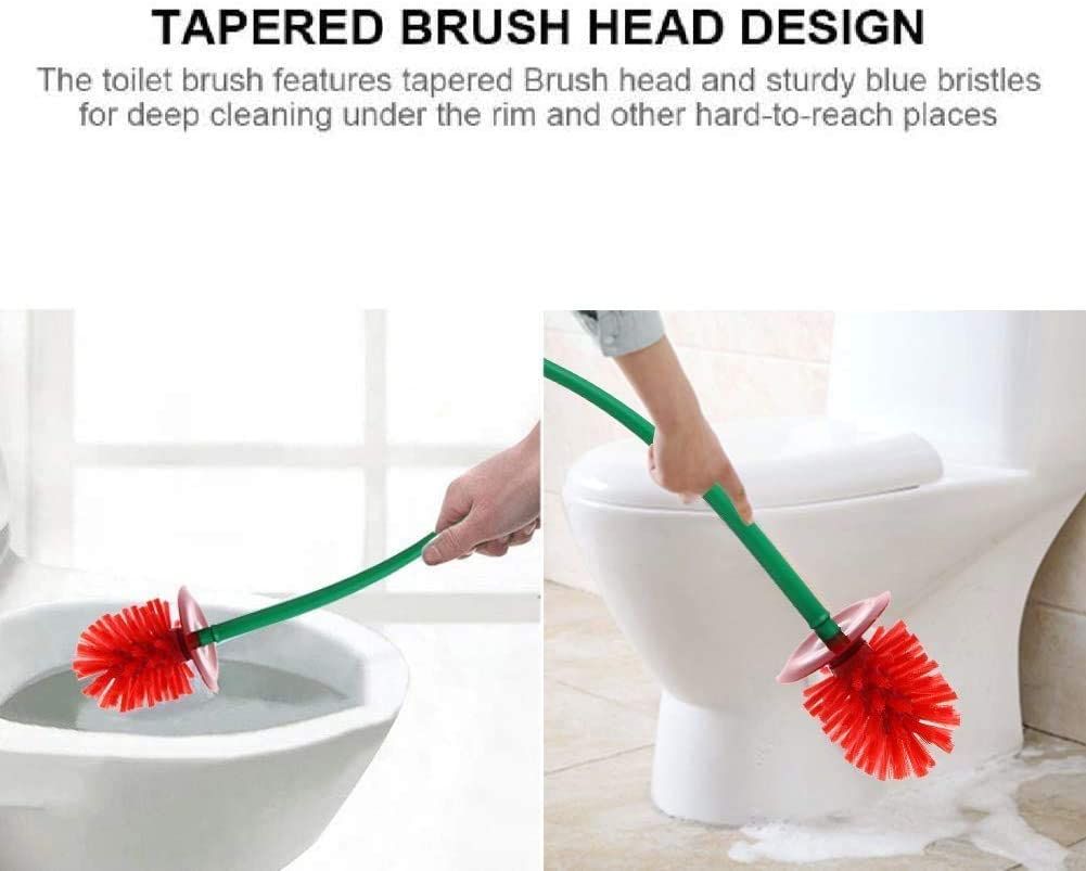 Cherry Toilet Brush and Holder Set Creative Cherry Giraffe Shape Round Bowl Scrubber Cleaner Set for Bathroom Kitchen (Cherry)