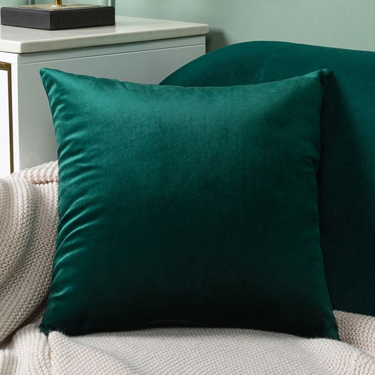 Velvet Emerald Green Throw Pillow Covers Pack of 2 Soft Decorative Square Cushion Covers for Couch Sofa Bed Livingroom Car,40x40Cm