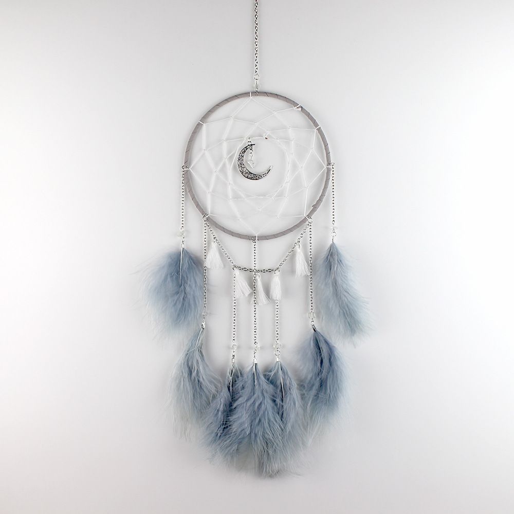 Nice Dream Grey Dream Catchers, Room Nursery Decor for Girls Boys, Handmade Feather Wall Decor Home Ornaments Craft （4pcs）