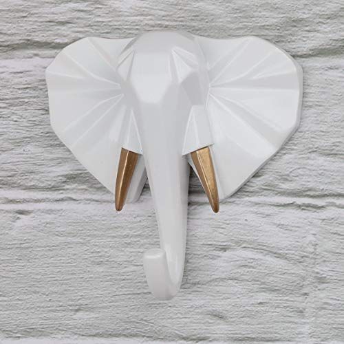 Elephant Head Modern Wall Decoration Resin Animal Creative Hook Home Cloakroom Bedroom Jewelry Display Key Scarf Bag Coat （4pcs）