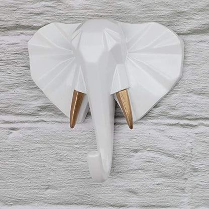 Elephant Head Modern Wall Decoration Resin Animal Creative Hook Home Cloakroom Bedroom Jewelry Display Key Scarf Bag Coat （4pcs）