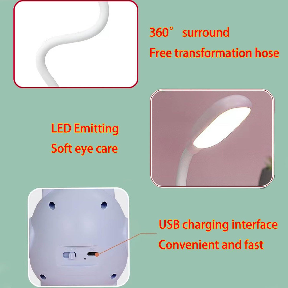 Desk Lamp for Kids,Mini Cute Owl Lamp Night Light,Foldable USB Rechargeable Reading Light Bedroom Children's Bedside (2 PCS)