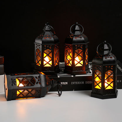 Carved Wood Lamp Handmade Traditional Window Design Art Deco Lantern Brown Asian Oriental Bedside Bedroom Accent Unusual（4pcs）
