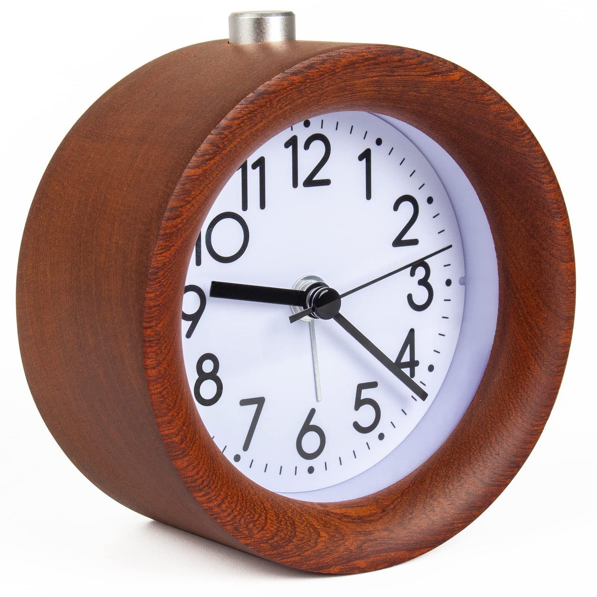 aboveClock Wooden Alarm Clock Bedside, No Ticking Bedside Clock with Snooze and Night Light Function
