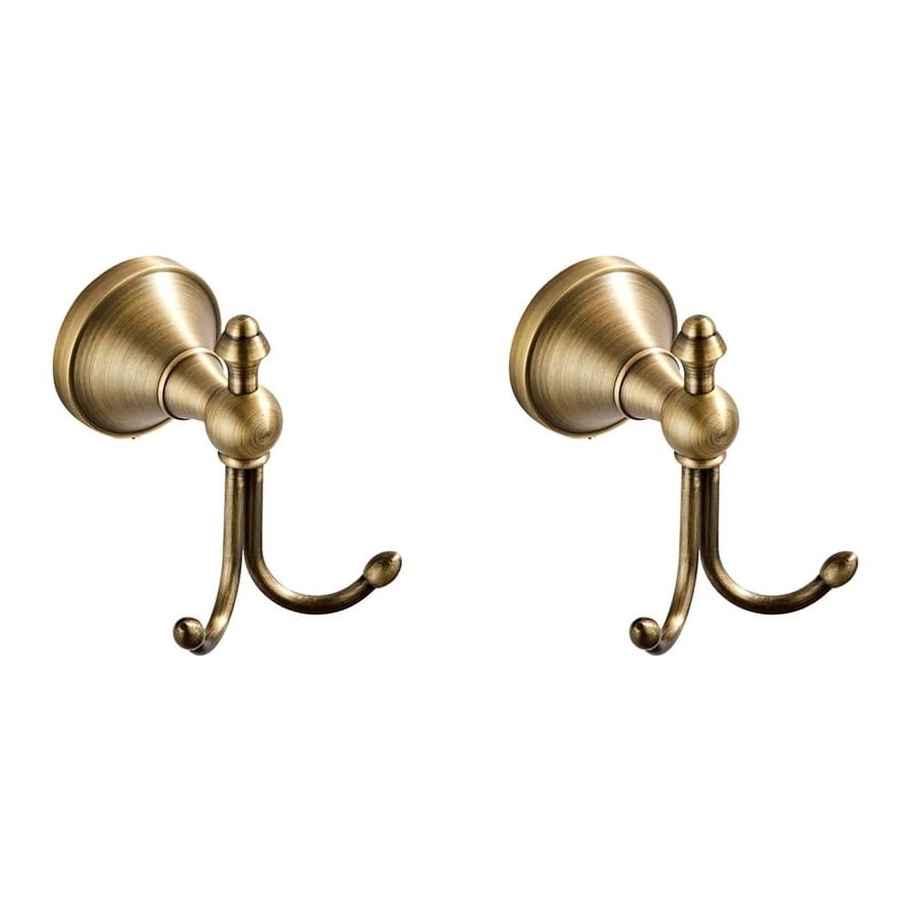 2X Double Coat Hooks, Antique Brass Towel Hook, Wall Mount Wall Hooks for Hanging, Towel Hooks for Coat