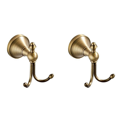 2X Double Coat Hooks, Antique Brass Towel Hook, Wall Mount Wall Hooks for Hanging, Towel Hooks for Coat