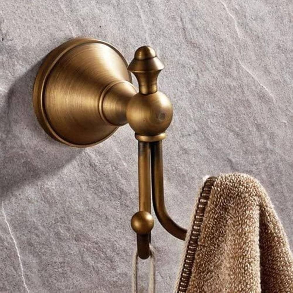 2X Double Coat Hooks, Antique Brass Towel Hook, Wall Mount Wall Hooks for Hanging, Towel Hooks for Coat