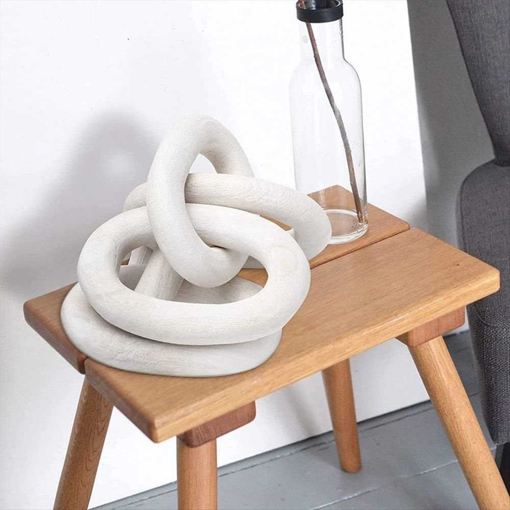 Wood Chain Link Decor,21.6 Hand Carved Decorative Wood Chain,Contemporary Home Decor for Farmhouse Shelf&Side Table A