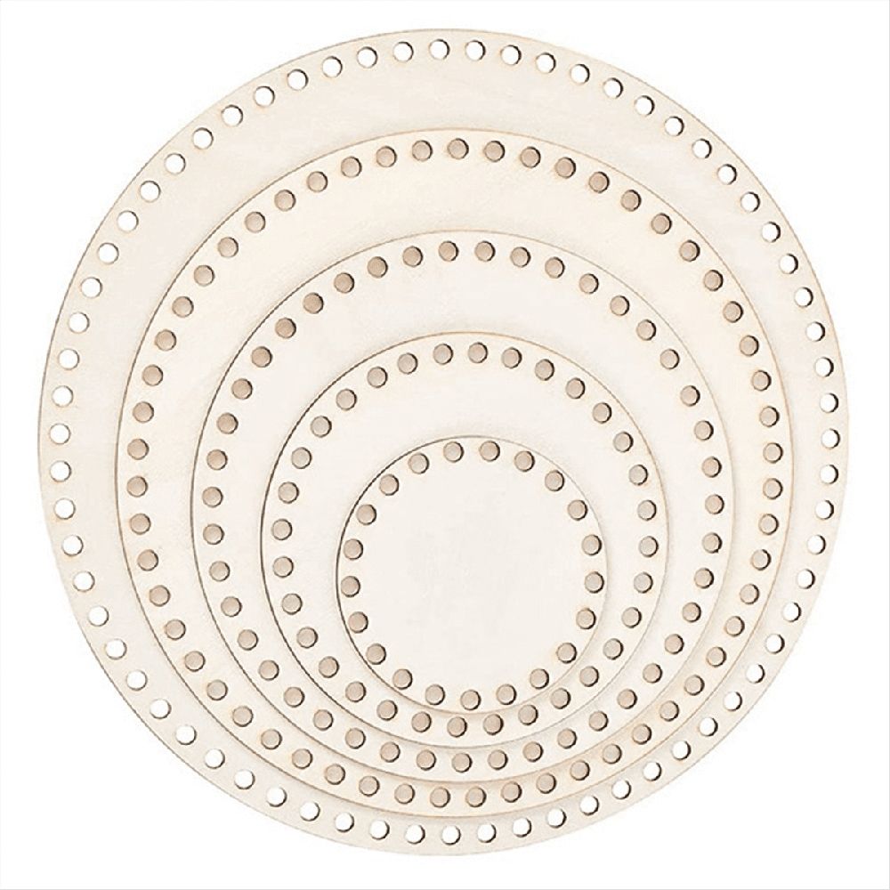 5 Size Wooden Basket Bottom, Round Circle Blank Crochet Basket Wood Base for DIY Basket , (3.9/5.9/7.9/9.9/11.9Inch)