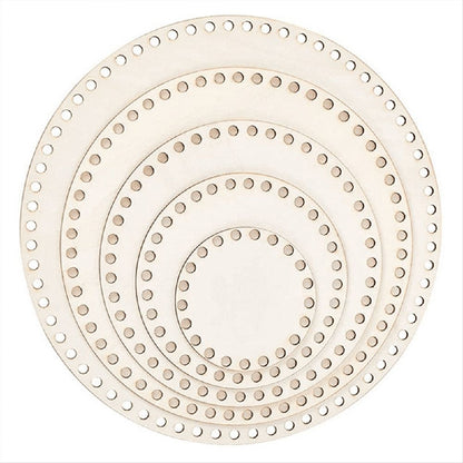 5 Size Wooden Basket Bottom, Round Circle Blank Crochet Basket Wood Base for DIY Basket , (3.9/5.9/7.9/9.9/11.9Inch)