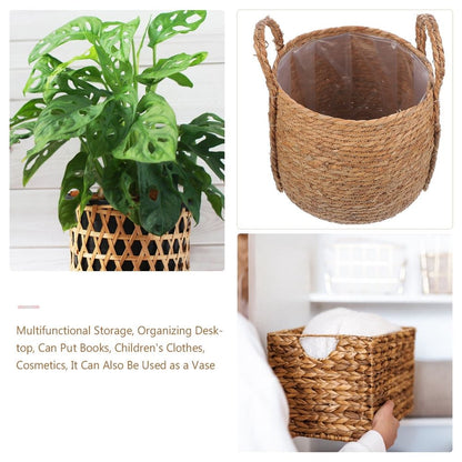 Large Wicker Plant Basket for Indoor Flowers - Decorative Storage Basket for Home, Living Room, and Convenient Organization