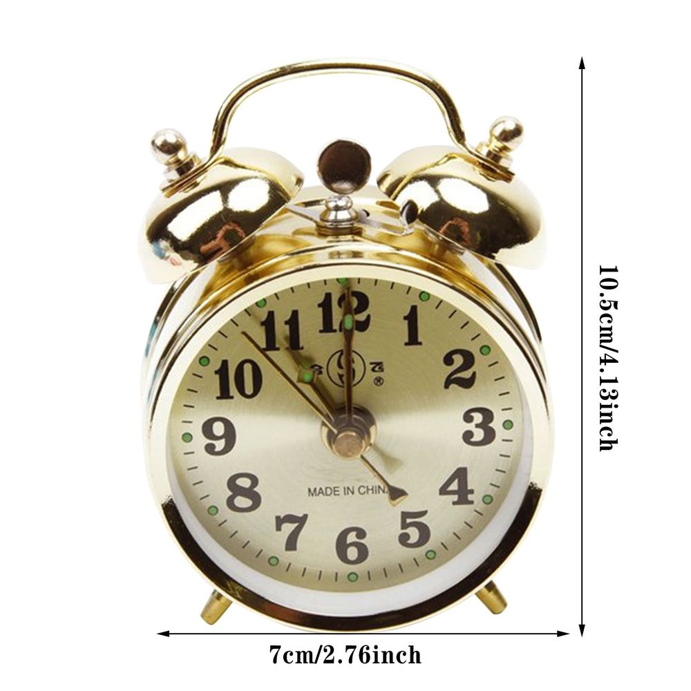 Alarm Clock Metal Vintage Alarm Clock Extra Loud Manual Wind Up Analog Retro Backlight