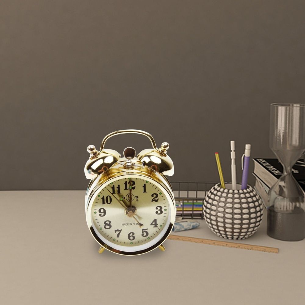 Alarm Clock Metal Vintage Alarm Clock Extra Loud Manual Wind Up Analog Retro Backlight