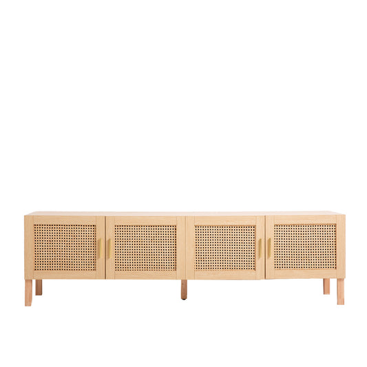 Casa Decor Santiago Rattan Entertainment Unit TV Stand Cabinet Storage Oak