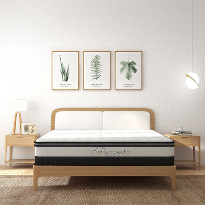 Osteopedic Euro Top Mattress Pocket Spring Medium Firm Hybrid Design Bed 30CM - King - White