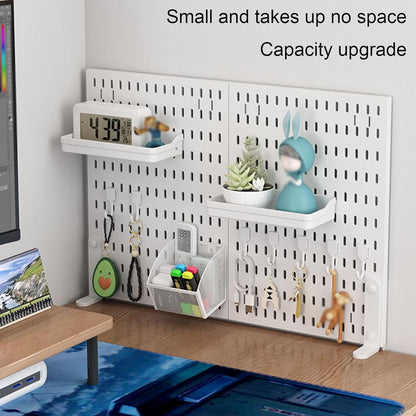 CARLA HOME Desk Pegboard Organizer Kit  with Hooks, Tray & Mount Ideal for Office, Gaming Setup & Home Workspace Organization (White)