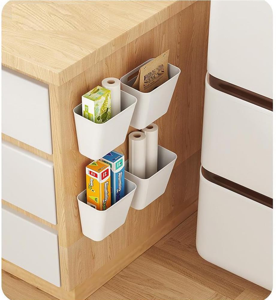 CARLA HOME 4-Pack Self-Adhesive Wall Storage Box for Cabinet Doors, Kitchen, Bathroom & Office