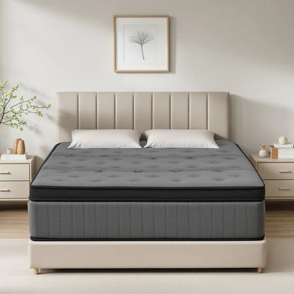 Double Mattress 30CM Thick Medium Firm Pocket Springs Euro Top Memory Foam in Grey