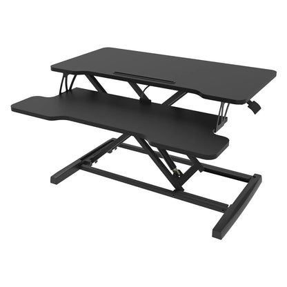 Height Adjustable Black Laptop Riser Desk with Two-Tier Design, 80x40cm