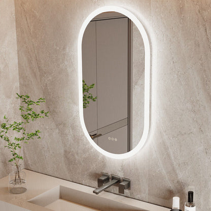 800x500mm LED Bathroom Mirror Oval Anti-Fog Dimmable Wall Mount