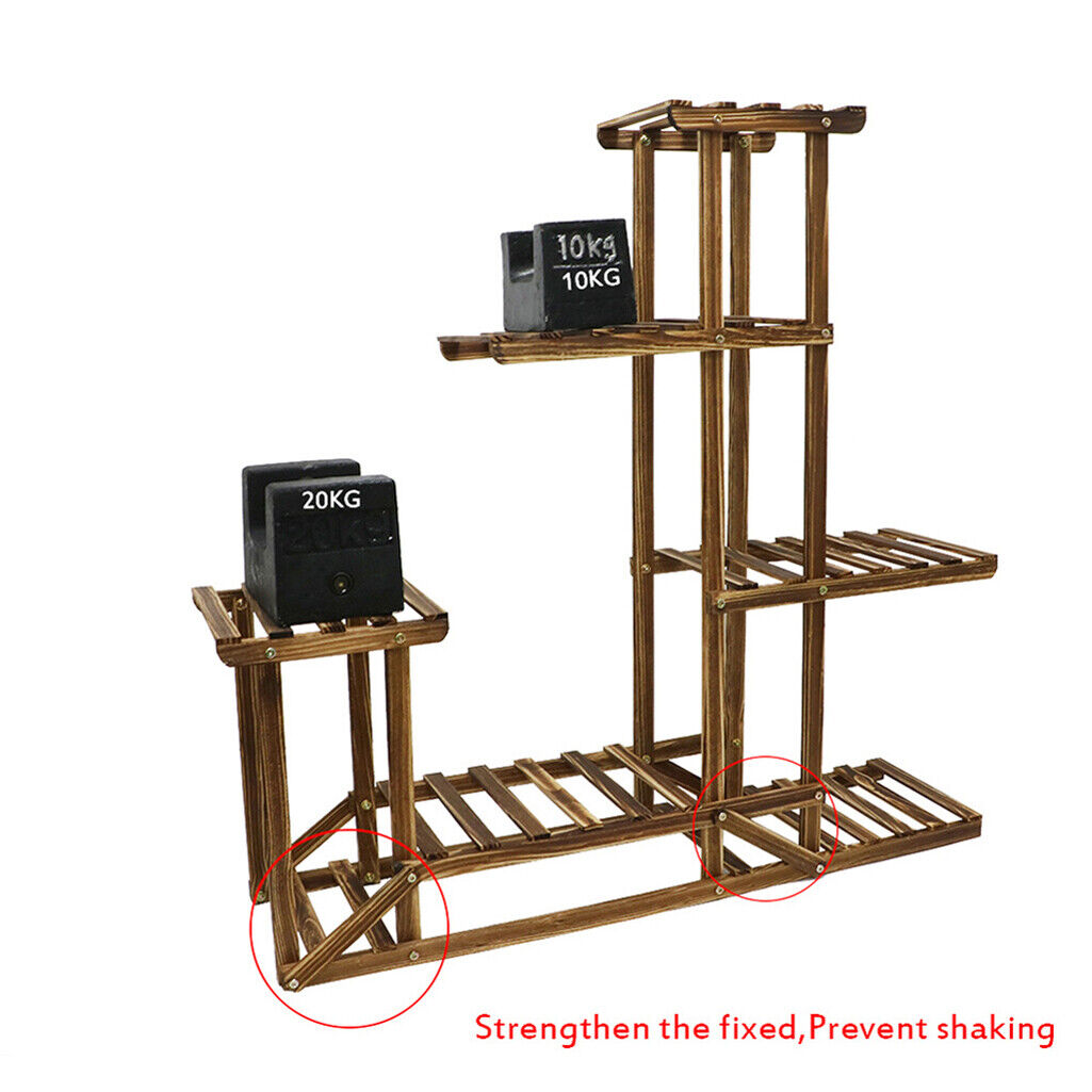 5-Tier Wooden Plant Stand Flower Display Shelf Indoor Outdoor Garden