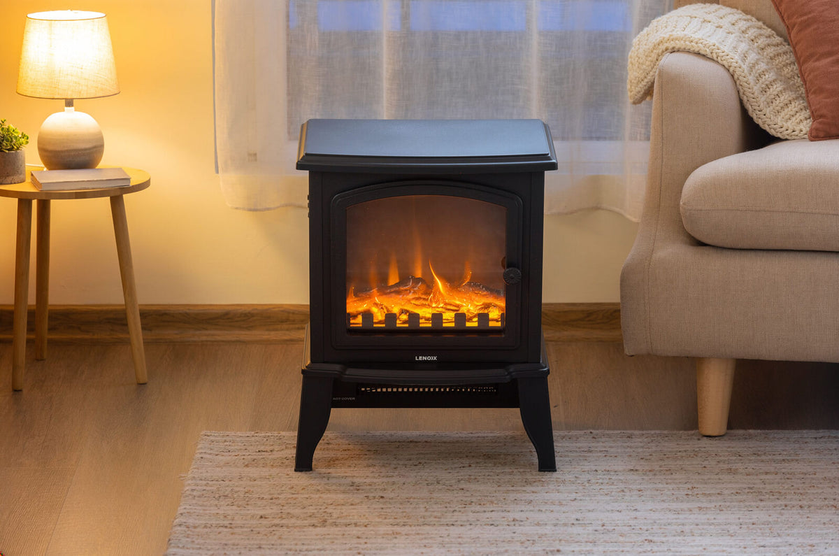 Electric 800W to 1800W Fireplace Heater with Realistic Log Flame Display