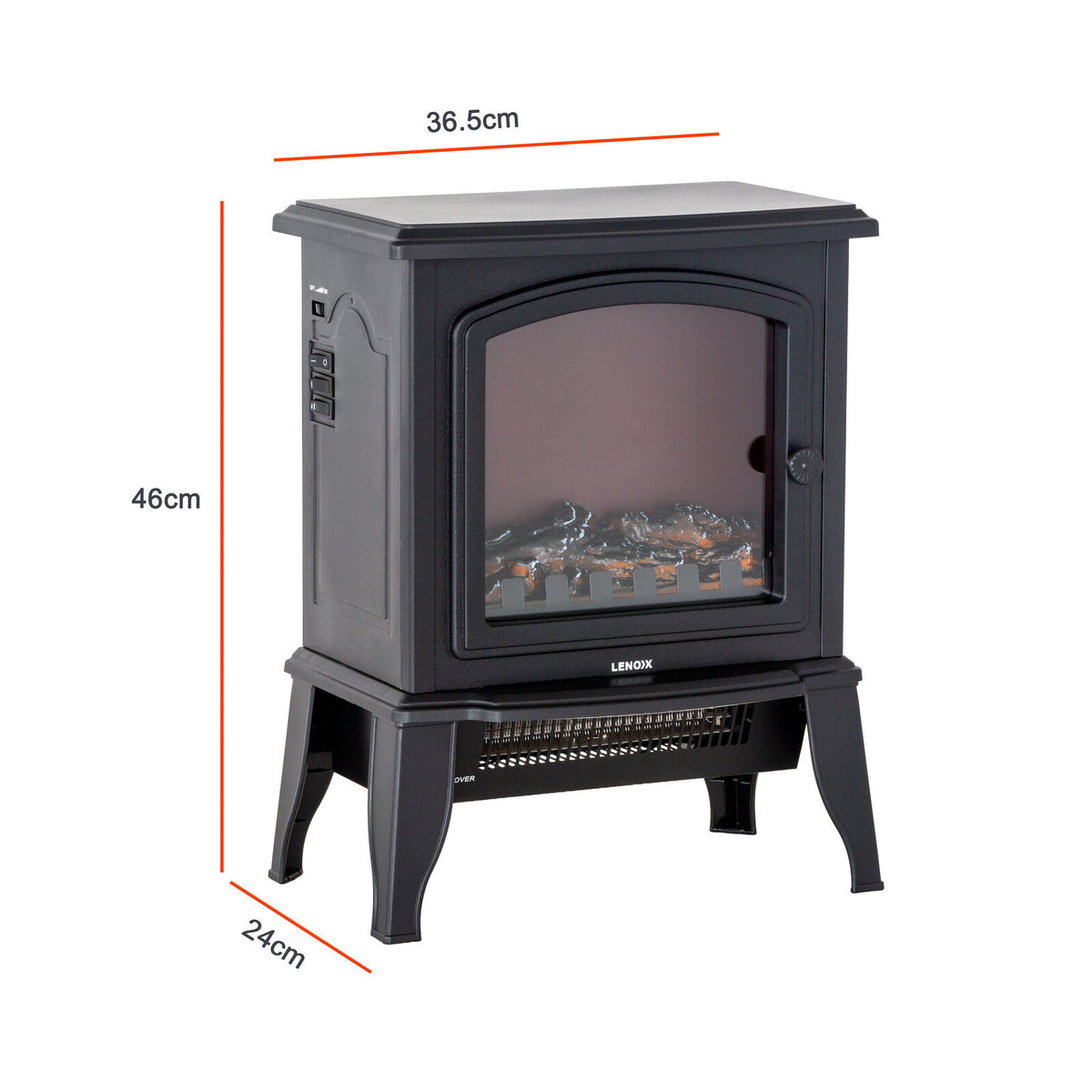 Electric 800W to 1800W Fireplace Heater with Realistic Log Flame Display