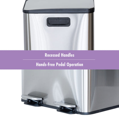 Stainless Steel Dual Compartment (30L each Section) Pedal Operation Rubbish Bin