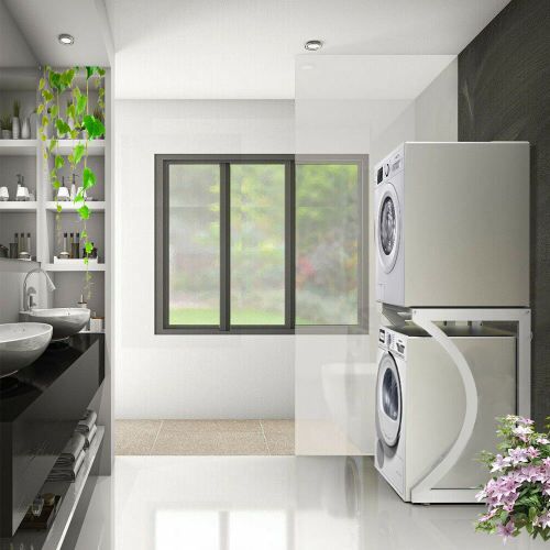 UPGRADE ORIGINAL Dryer Stand Maxi: Portable Dryer Rack Heavy Duty Steel Capacity white for Washer/Dryer/Mini Fridge