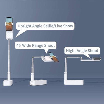 LED Portable Phone Holder Stand Wireless Remote Dimmable Selfie Fill Light Lamp White