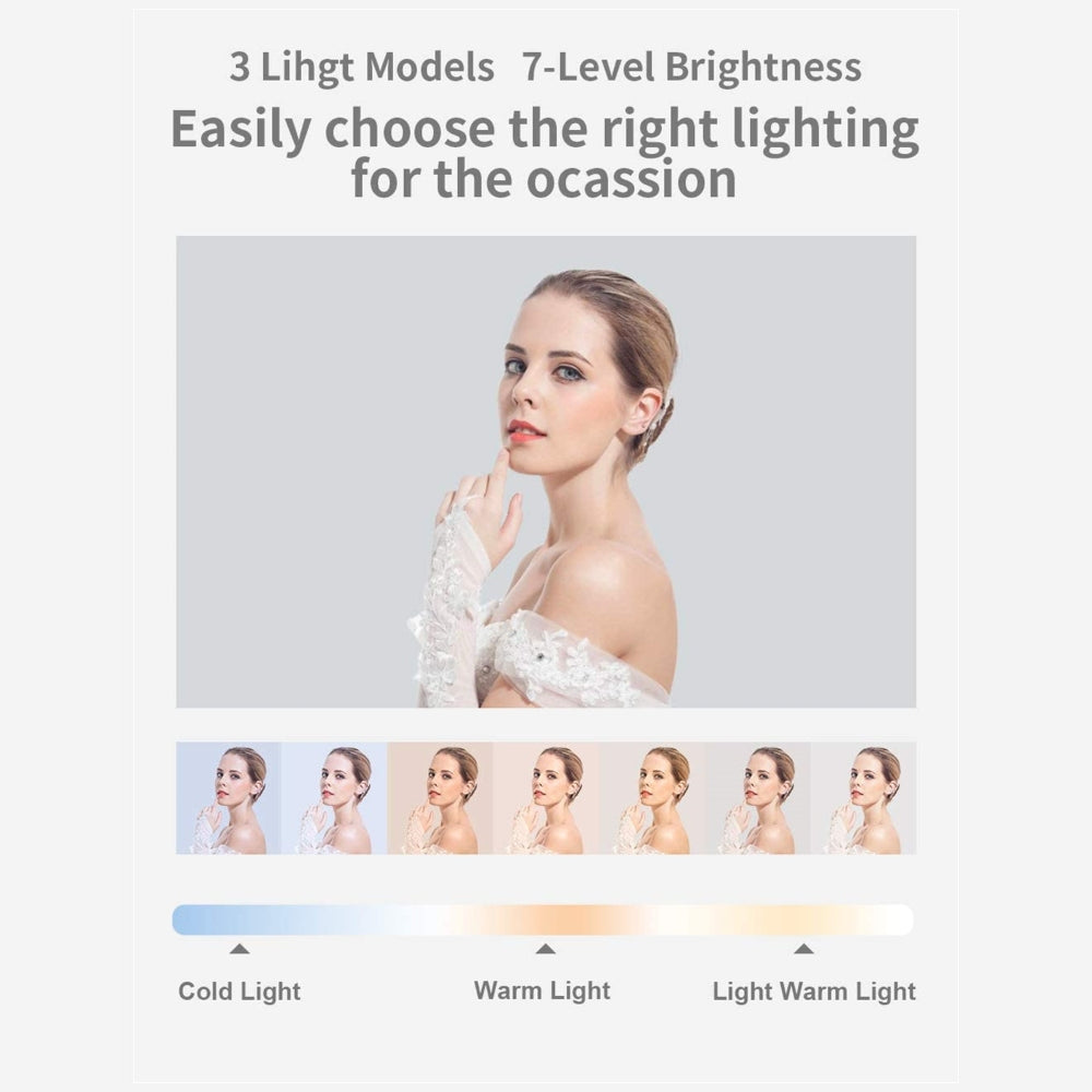 LED Portable Phone Holder Stand Wireless Remote Dimmable Selfie Fill Light Lamp White