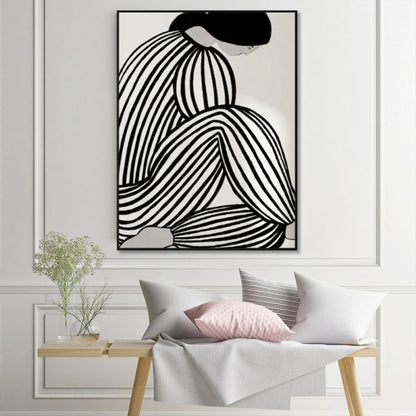 Wall Art 50cmx70cm Mid Century Figure Black Frame Canvas