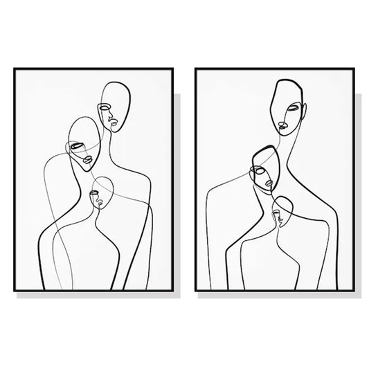 Wall Art 100cmx150cm Abstract Figures 2 Sets Black Frame Canvas