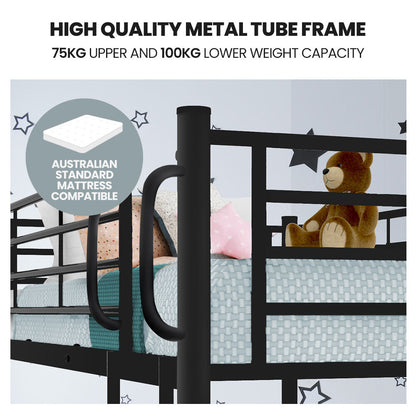 Kingston Slumber 2in1 Single Metal Bunk Bed Frame, with Modular Design, Dark Matte Grey