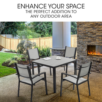 Fortia 5pc Outdoor Dining Furniture Set, 90 x 90cm Table and Chairs Setting for Outside