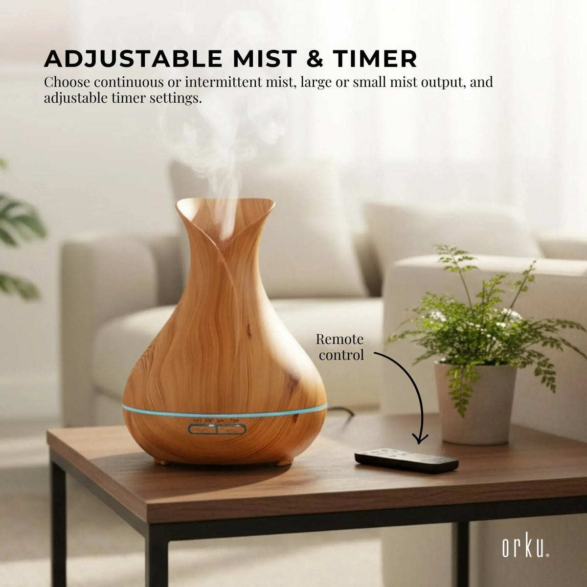 Essential Oil Aroma Diffuser Tulip Light Wood  -Ultrasonic Mist Humidifier