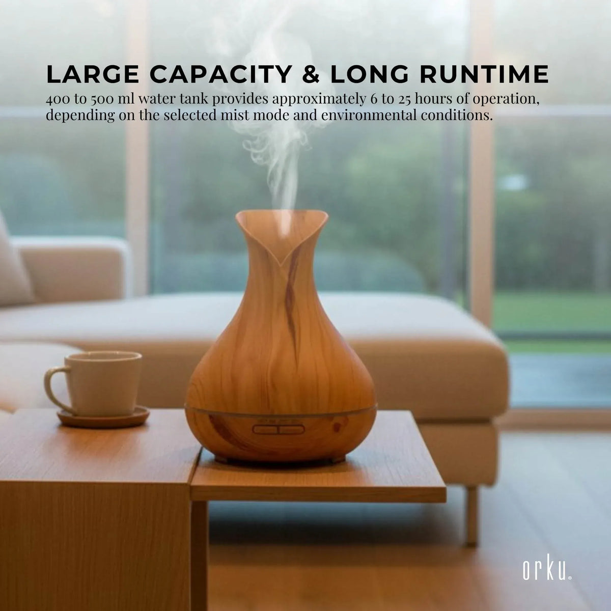 Essential Oil Aroma Diffuser Tulip Light Wood  -Ultrasonic Mist Humidifier