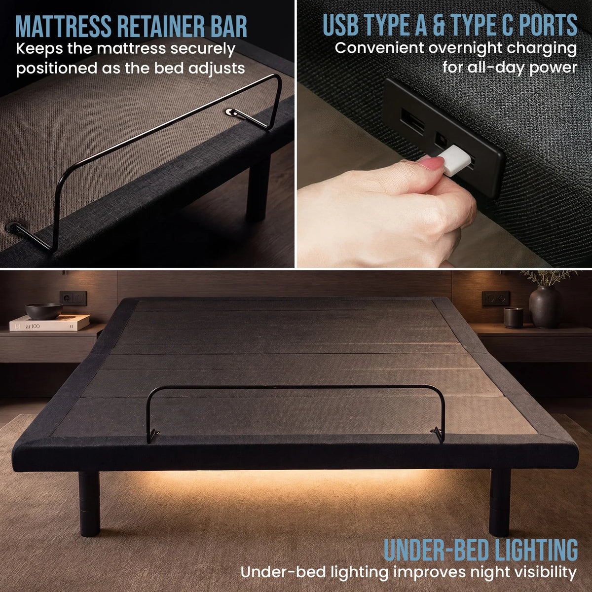 Therapedic Kinetic Advance Adjustable Double Bed Base with Head Tilt