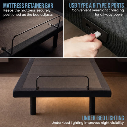 Therapedic Kinetic Advance Adjustable Long Single Bed Base with Head Tilt