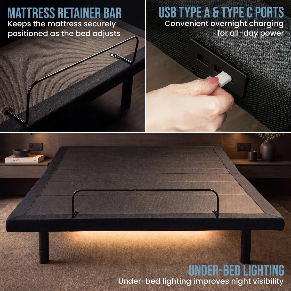 Therapedic Versa Adjustable Double Bed Base with Massage Function
