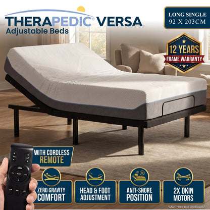 Therapedic Versa Adjustable Long Single Bed Base with Massage Function