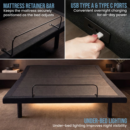 Therapedic Versa Adjustable Queen Bed Base with Massage Function