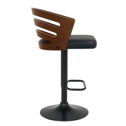 Sarantino Set Of 2 Bentwood Walnut Barstool Adjustable Height Swivel Footrest
